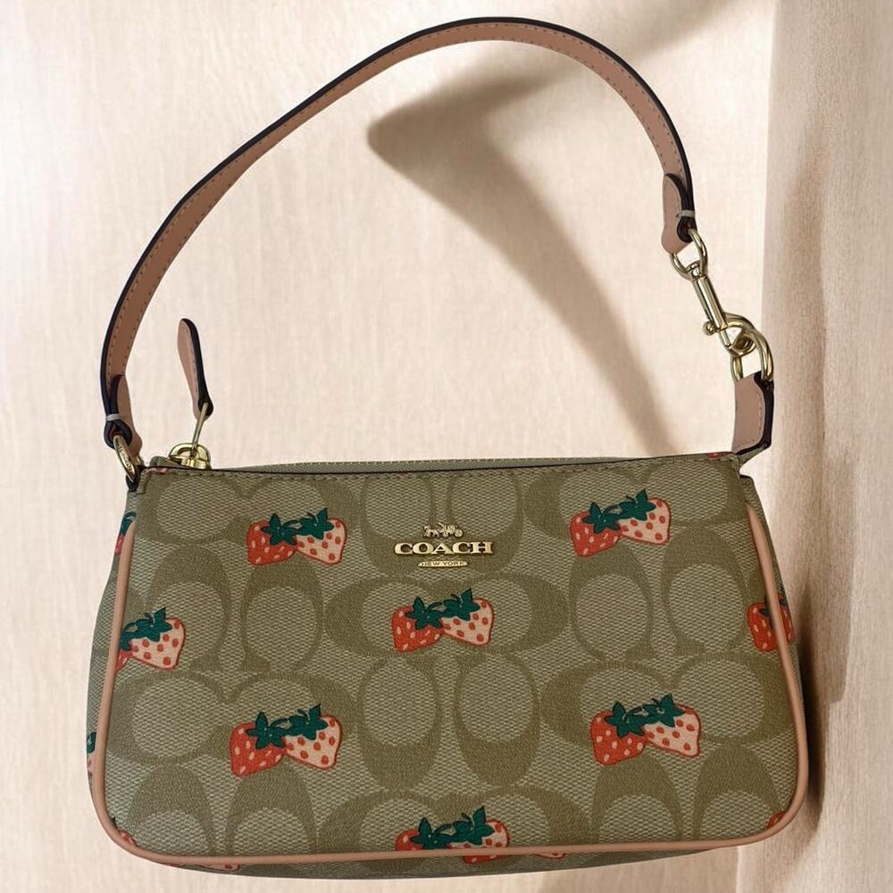 Coach C2257 Strawberry Signature Print Brown Nolita 19 Shoulder Bag